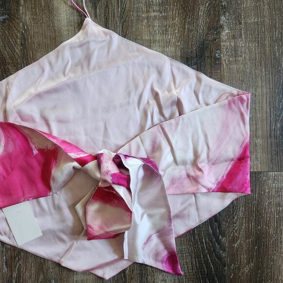 Retrofete Doris Top Tank in Marble Pink Medium Halter NWT Silk Handkerchief - Picture 9 of 13